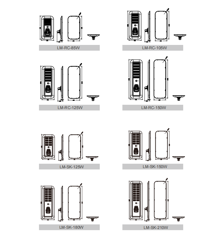 180w all in one solar street light